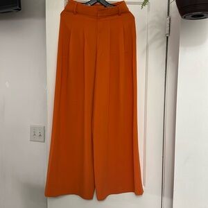 ALICE + OLIVIA Lorinda Super High-Waist Wide Leg Orange Trouser Pants